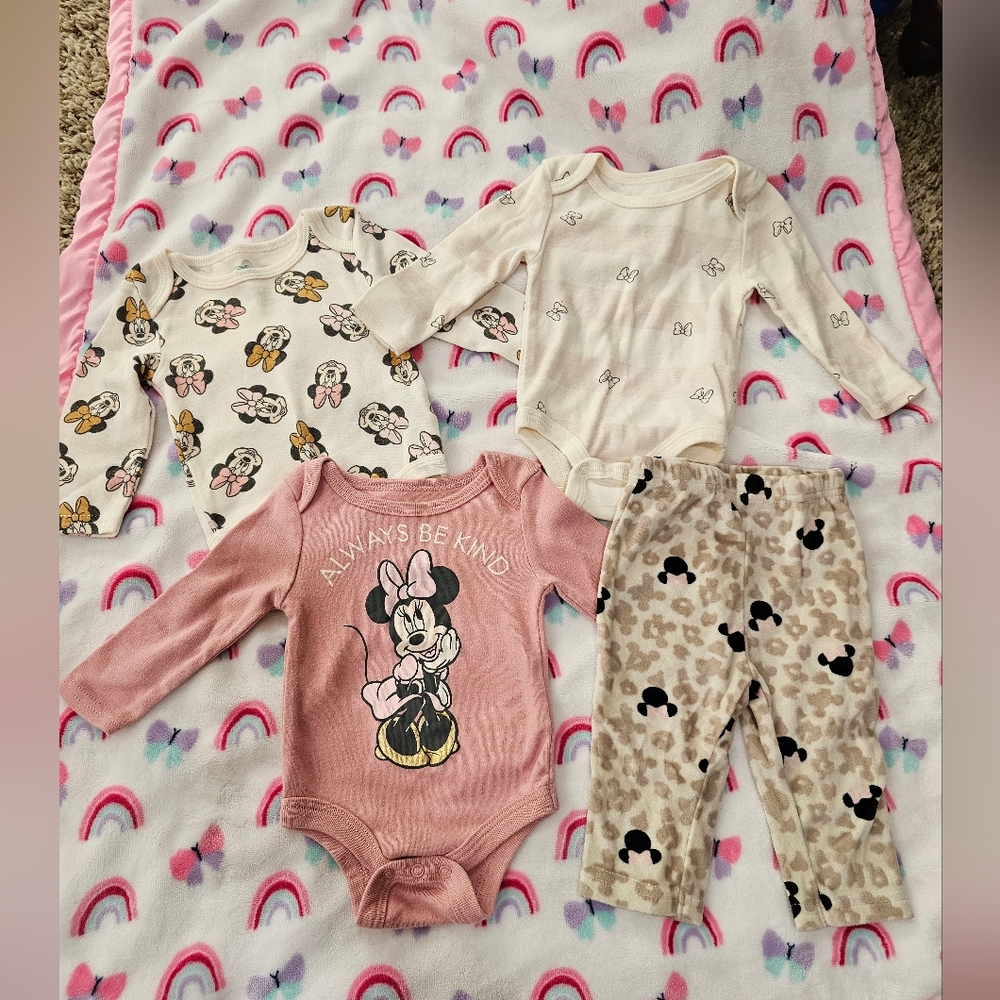 Disney Minnie Mouse Kids Pajamas Set - Pink, White, Cream